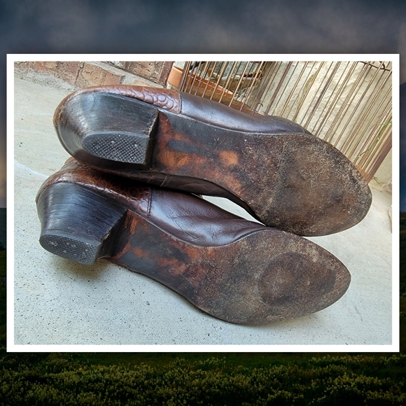 vintage 1980s brown leather alligator embossed knee high riding boots  8B - Picture 5 of 8